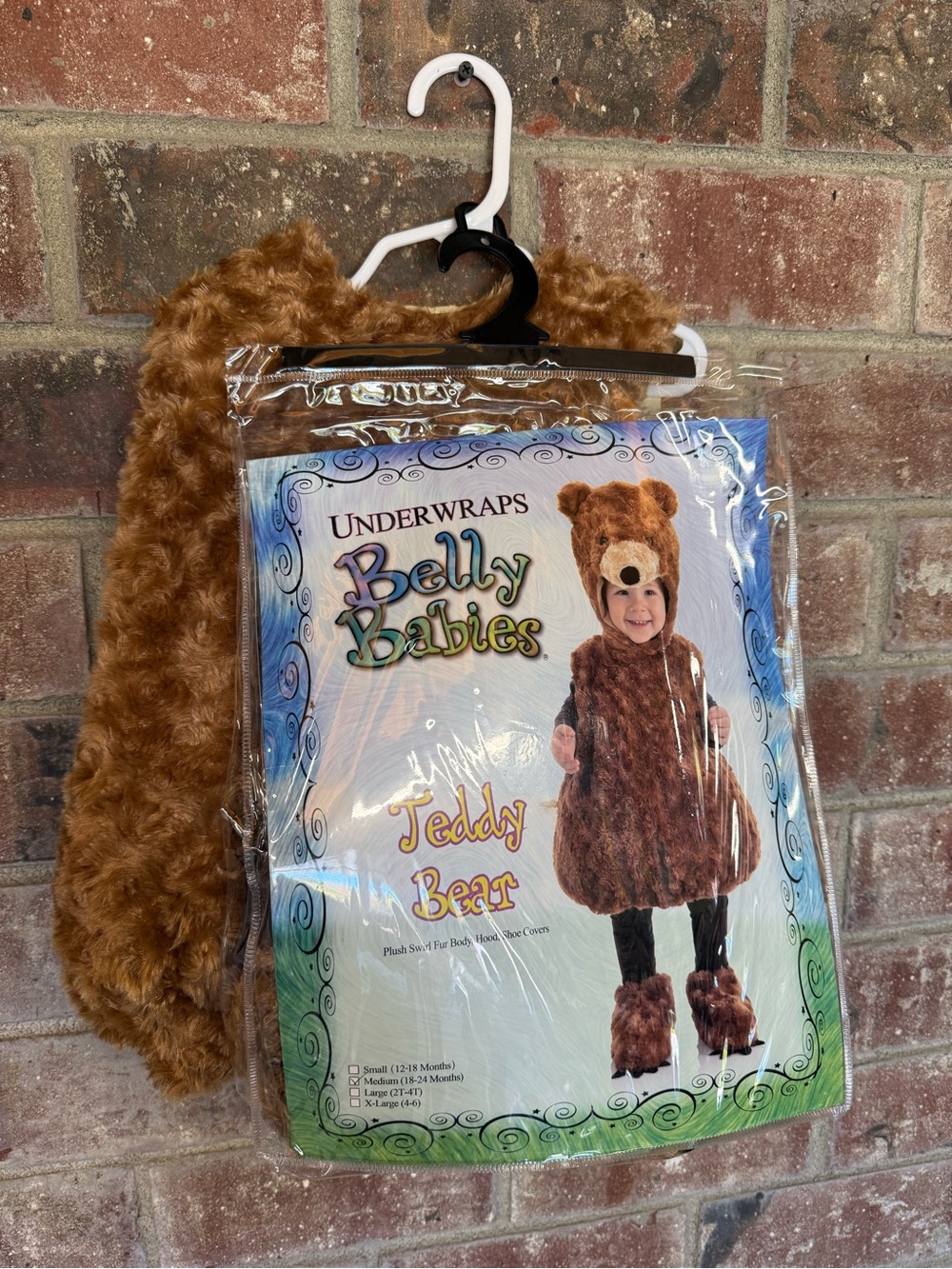 Kids Brown Bear Plush Halloween Costume - Soft Fuzzy Hooded Outfit - Picture 2 of 5